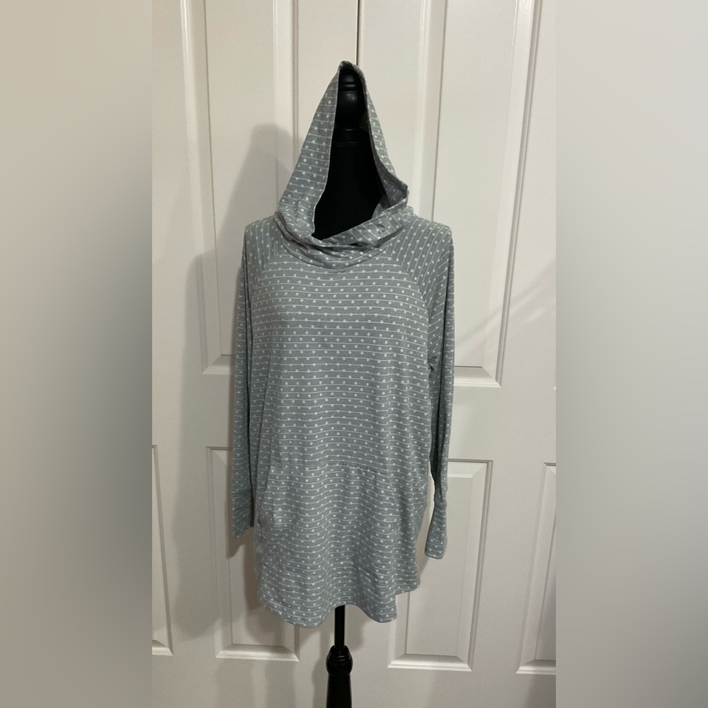 LuLaRoe XL Gray and White Polka Dot Amber Hoodie